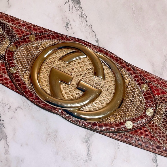 Ultra Rare GUCCI Exotic Leather (Python) Interlocking GG Belt - Picture 2 of 7